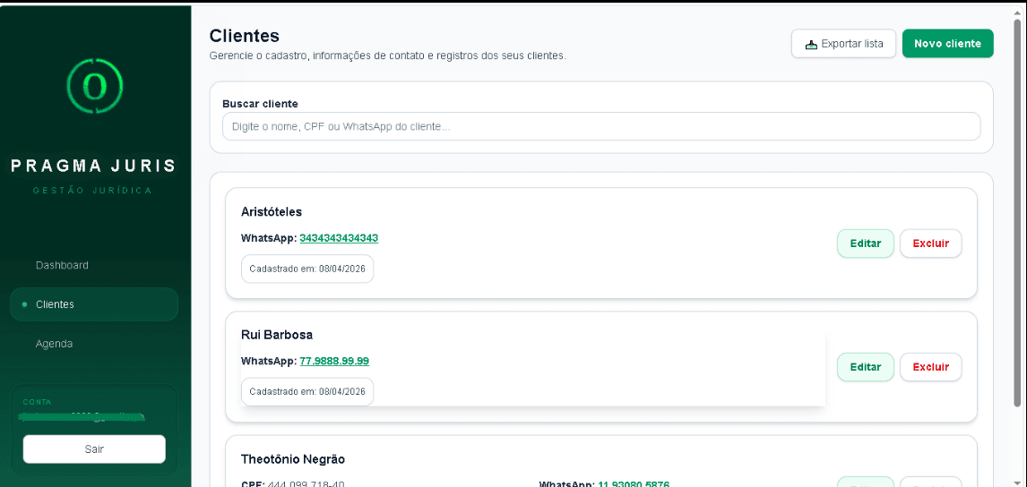 Lista de Clientes Pragma